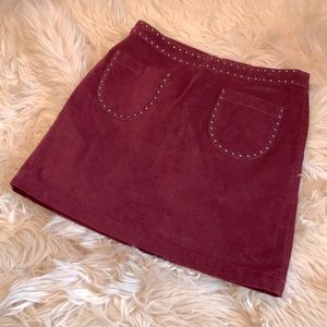 Retro Style Burgundy Studded Mini Skirt!